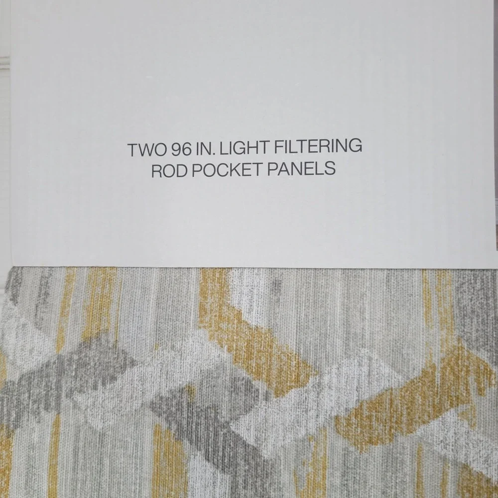 DKNY 2 Light Filtering Rod Pocket Panels 50x96 Curtains Mira Geometric Pattern